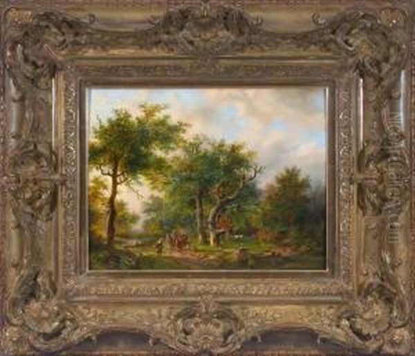 Romantische Waldlandschaft Im Sommerlicht Mit Reicher Staffage Oil Painting by Barend Cornelis Koekkoek