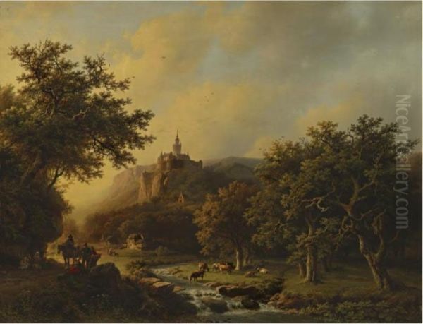 Castle Oil Painting by Barend Cornelis Koekkoek