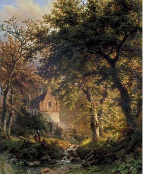 Forest Interior Oil Painting by Barend Cornelis Koekkoek