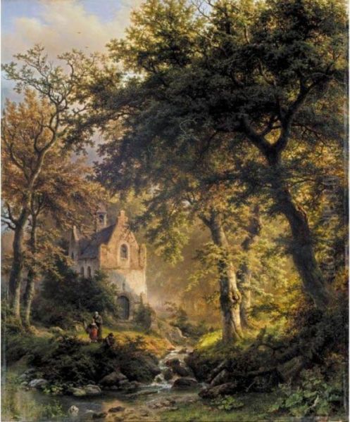 Woodland Landscape With A Chapel Oil Painting by Barend Cornelis Koekkoek