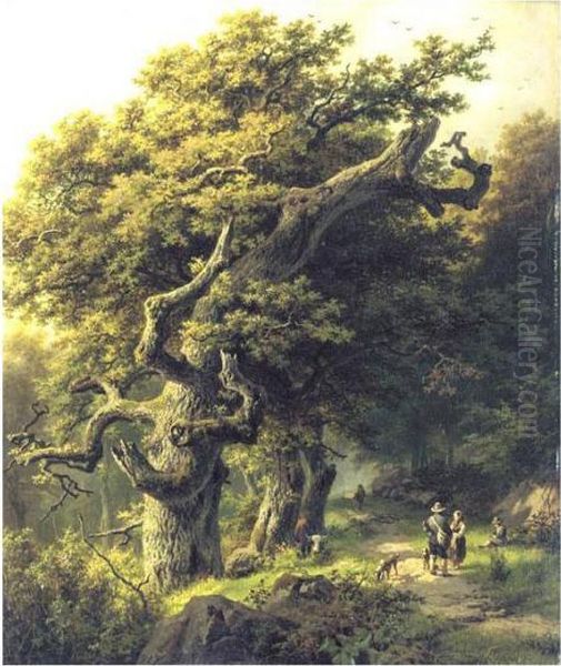 Un Chemin De Devestiture A Travers Une Foret Oil Painting by Barend Cornelis Koekkoek