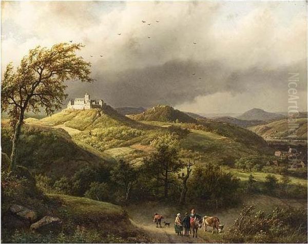 The Wartburg Near Eisenach Oil Painting by Barend Cornelis Koekkoek