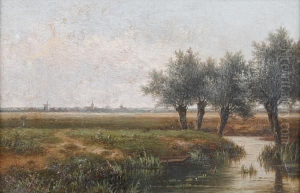 Meadows In Holland Oil Painting by Hendrik Pieter Koekkoek