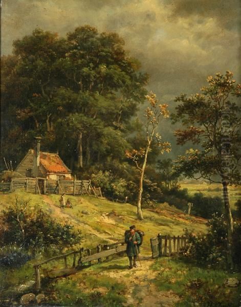 The Wayfarer Oil Painting by Hendrik Pieter Koekkoek