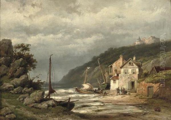 A View Of The Isle Of Wight Oil Painting by Hendrik Pieter Koekkoek