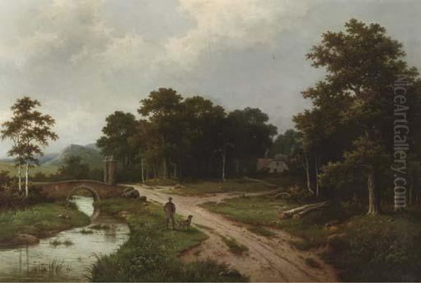 Inspecting The Estate Oil Painting by Hendrik Pieter Koekkoek