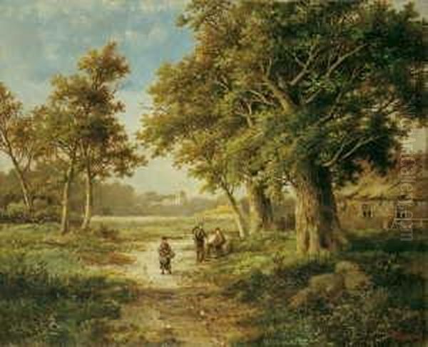 Signiert Unten Rechts: H. B. Koekkoek. Oil Painting by Hendrik Pieter Koekkoek