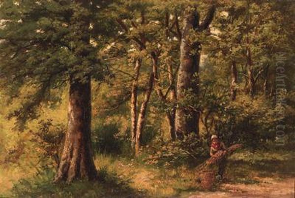 The Woodgatherer Oil Painting by Hendrik Pieter Koekkoek