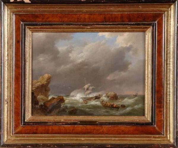 Le Naufrage Oil Painting by Hermanus Koekkoek