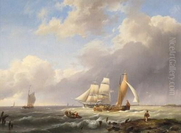 On The Zuider Zee Oil Painting by Hermanus Koekkoek