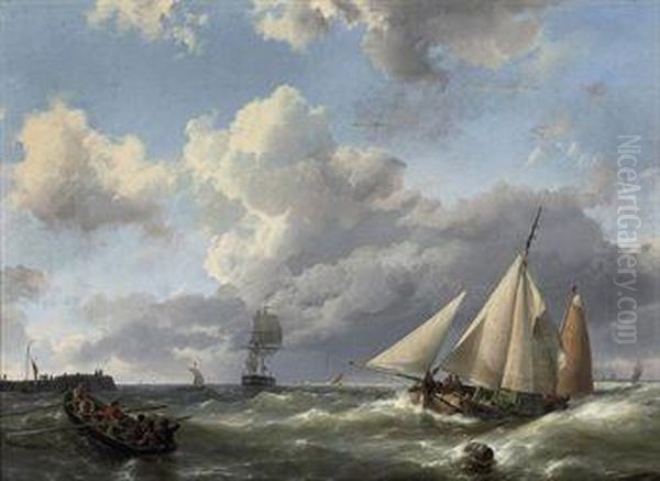 Heading For The Harbour Oil Painting by Hermanus Koekkoek