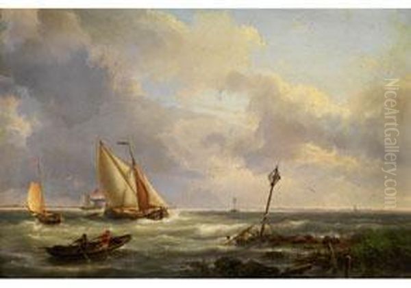 Einschiffung Nahe Dem Ufer Oil Painting by Hermanus Koekkoek