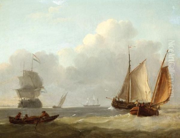 View Of A Variety Of Ships Oil Painting by Hermanus Koekkoek