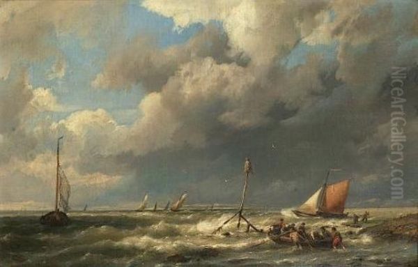 Scheldt Oil Painting by Hermanus Koekkoek