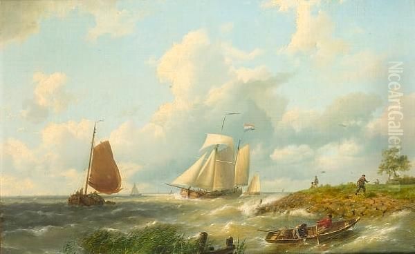 On The Scheldt Oil Painting by Hermanus Koekkoek