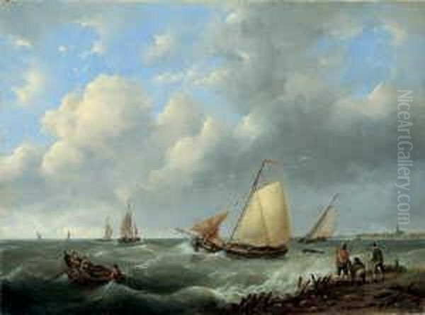 Signiert Unten Rechts: H. Koekkoek Sen. Oil Painting by Hermanus Koekkoek