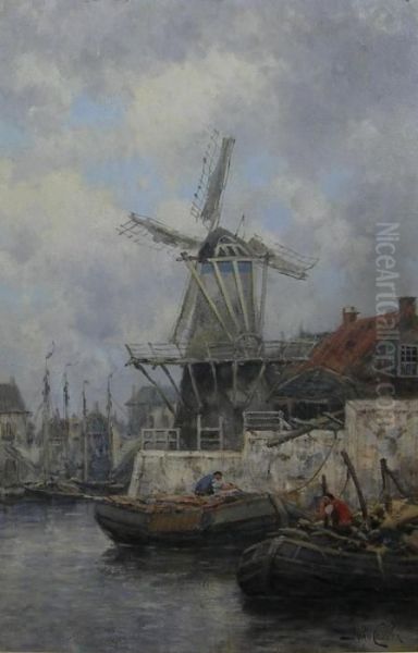 Vlaardingen Oil Painting by Hermanus Jr. Koekkoek