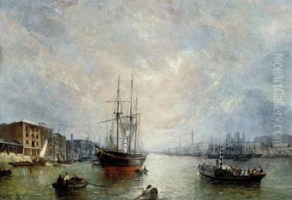 The Milazzo In The Pool Of London Oil Painting by Hermanus Jr. Koekkoek