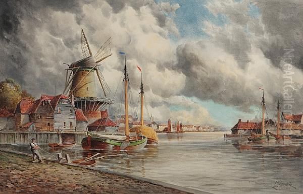 Dordrecht Oil Painting by Hermanus Jr. Koekkoek