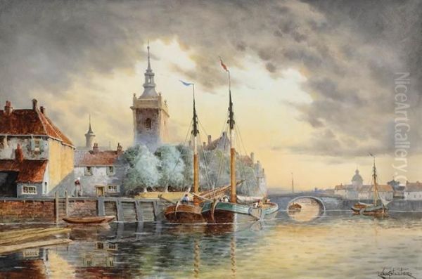 Edam Oil Painting by Hermanus Jr. Koekkoek