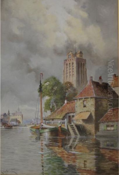 Grootkalk, Dordrecht Oil Painting by Hermanus Jr. Koekkoek