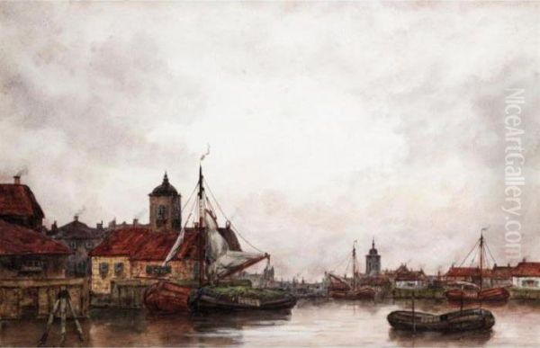 Vlaardingen, Holland; On The Maas, Holland Oil Painting by Hermanus Jr. Koekkoek