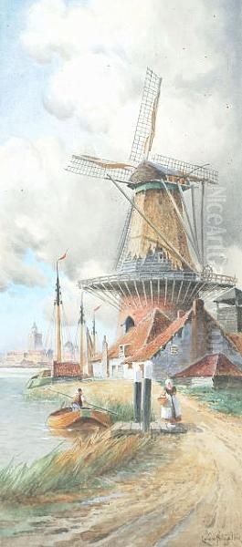 'volendam' And 'veere' Oil Painting by Hermanus Jr. Koekkoek