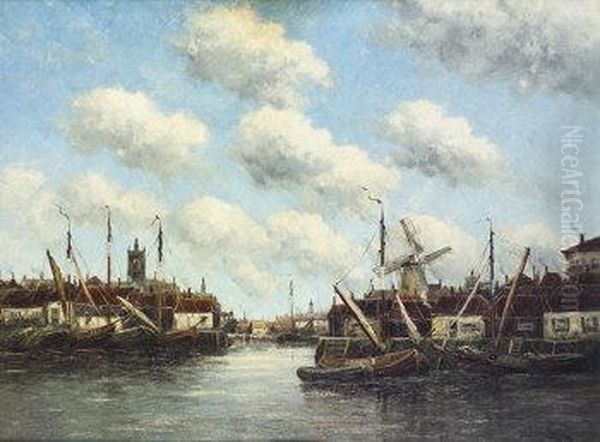 The Old Harbour, Flushing, Holland Oil Painting by Hermanus Jr. Koekkoek