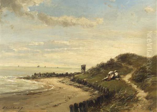 A Picknick In The Dunes Oil Painting by Hermanus Jr. Koekkoek