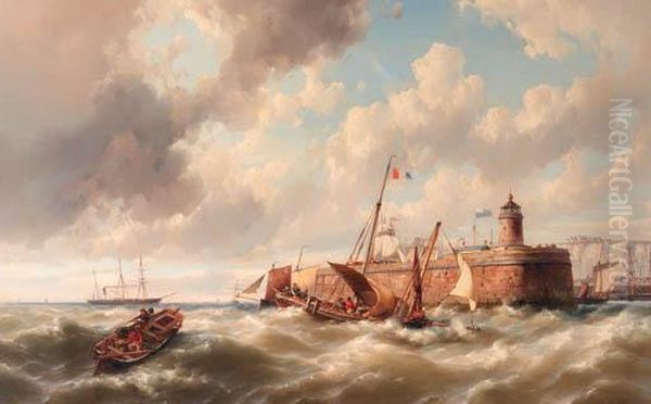 Almost Safe In Port Oil Painting by Hermanus Jr. Koekkoek