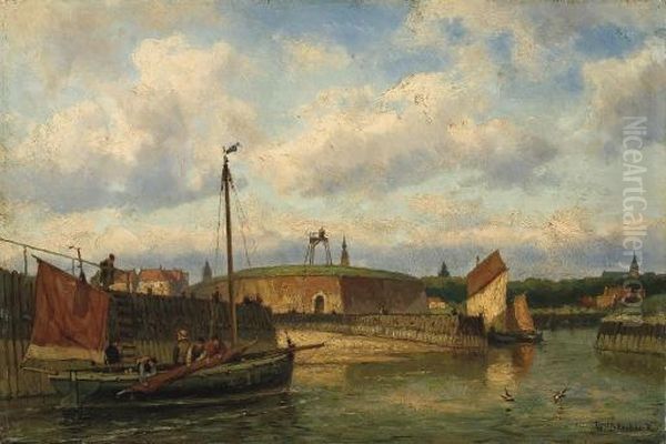 A View Of Naarden Oil Painting by Johannes Hermann Barend Koekkoek