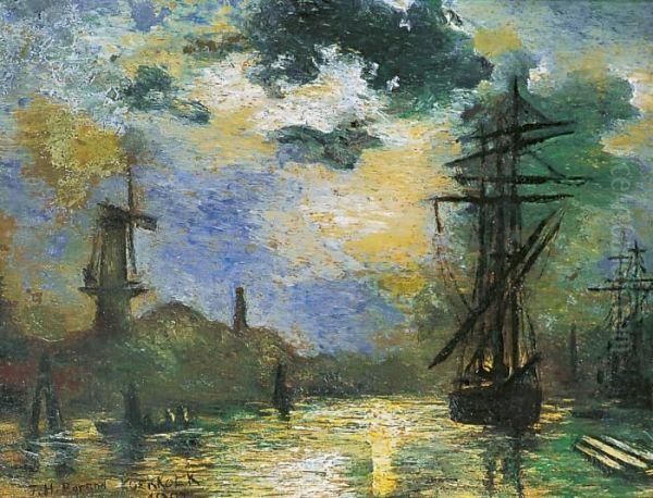 Port Du Nord Oil Painting by Johannes Hermann Barend Koekkoek