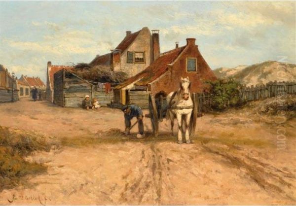 Een Buurtje Te Zandvoort Oil Painting by Johannes Hermann Barend Koekkoek