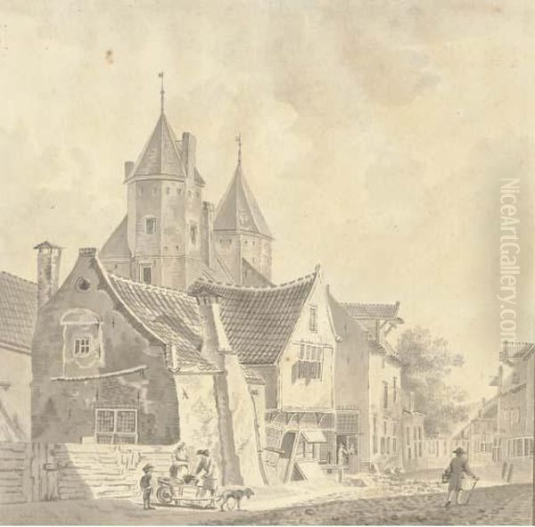 Ruins Of Castle Sandenburg Near Veere Oil Painting by Johannes Hermann Barend Koekkoek