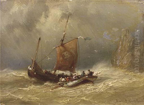 Setting Out On Choppy Waters Oil Painting by Johannes Hermann Barend Koekkoek