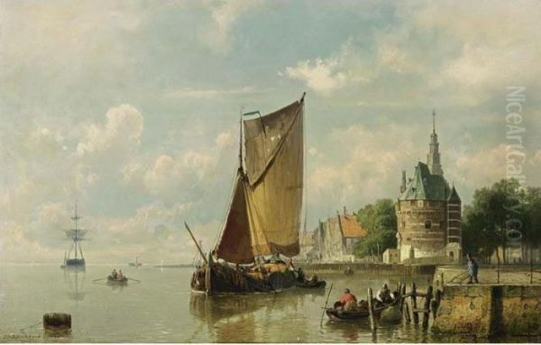 The Harbour Of Hoorn Oil Painting by Johannes Hermann Barend Koekkoek