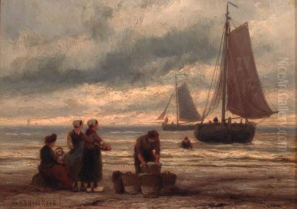 Awaiting The Fleet Oil Painting by Johannes Hermann Barend Koekkoek