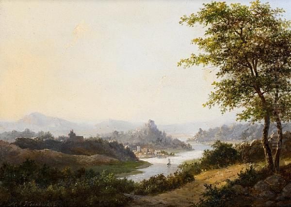 A View Of The Rhine Oil Painting by Marianus Adrianus Koekkoek