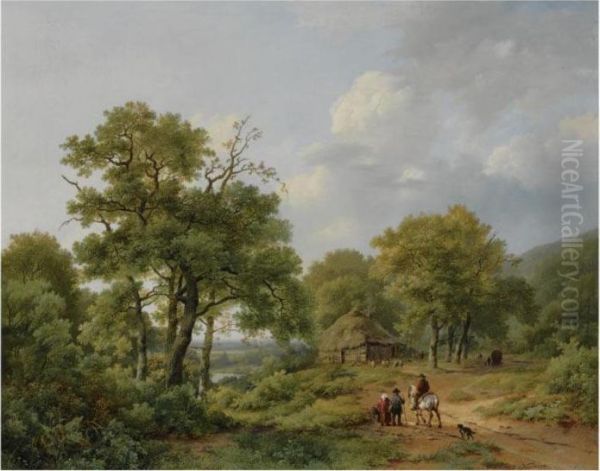 Travellers Near The Wylermeer, Beek by Marianus Adrianus Koekkoek