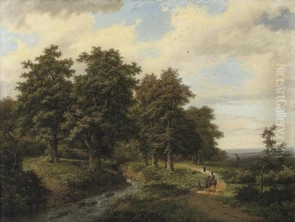 Along A Riverside Path In Summer Oil Painting by Marianus Adrianus Koekkoek