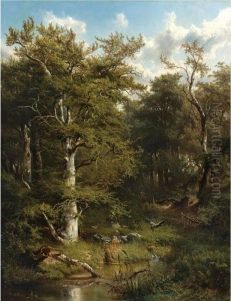 An Eagle And His Prey In The Woods Oil Painting by Marianus Adrianus Koekkoek