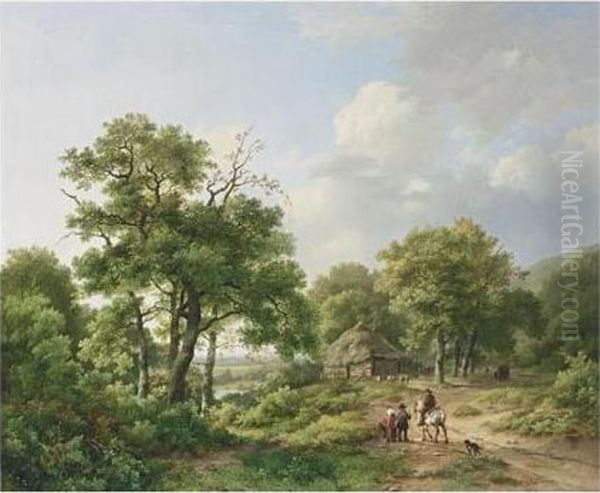 Travellers Near The Wylermeer, Beek Oil Painting by Marianus Adrianus Koekkoek