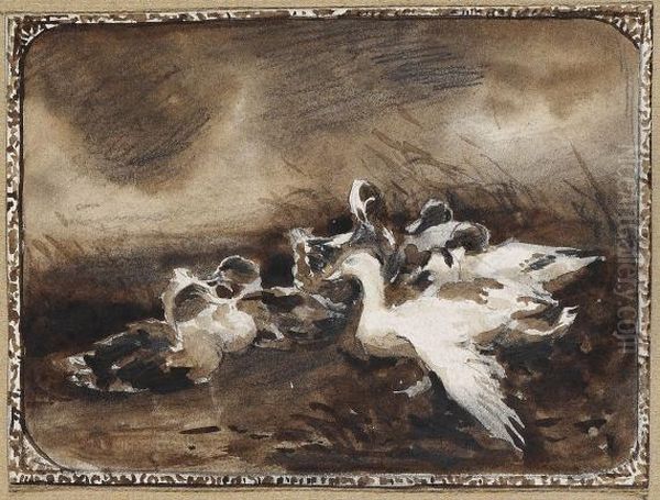 Enten Am Bach Oil Painting by Alexander Max Koester