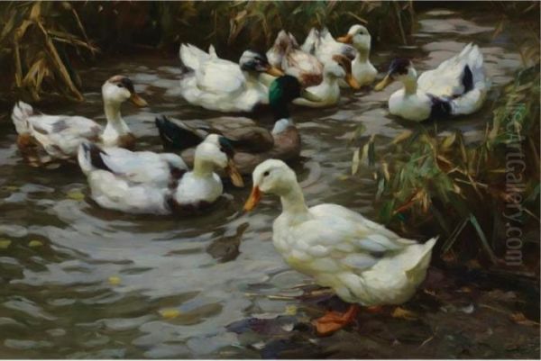 The Duck Pond Oil Painting by Alexander Max Koester