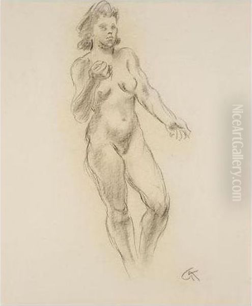 Stehender Weiblicher Akt (standing Female Nude) Oil Painting by Georg Kolbe