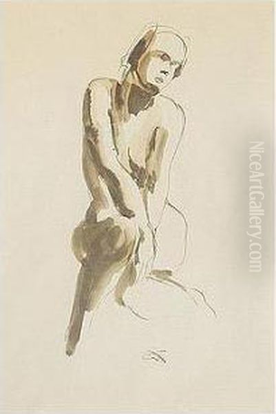 Sitzender Akt (seated Nude) Oil Painting by Georg Kolbe