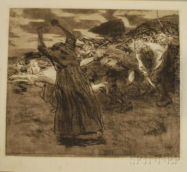 The Angry Mob Oil Painting by Kathe Kollwitz