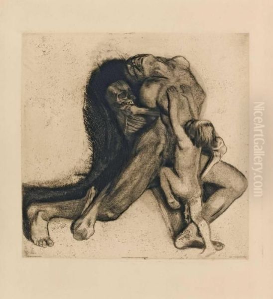 Tod Und Frau Oil Painting by Kathe Kollwitz