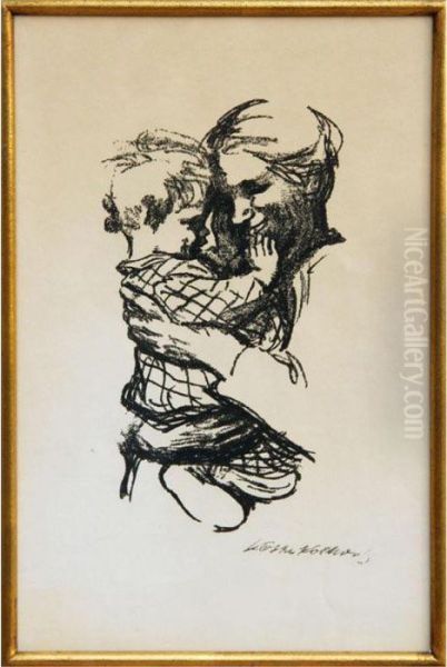 Mother And Child 1 & 2 Oil Painting by Kathe Kollwitz