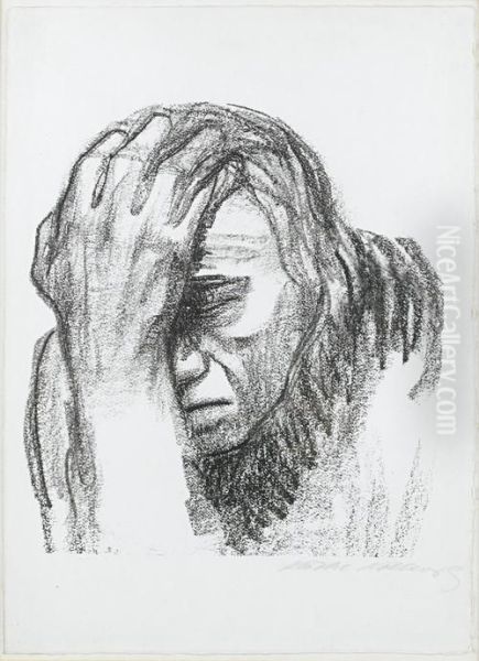 Nachdenkende Frau Oil Painting by Kathe Kollwitz